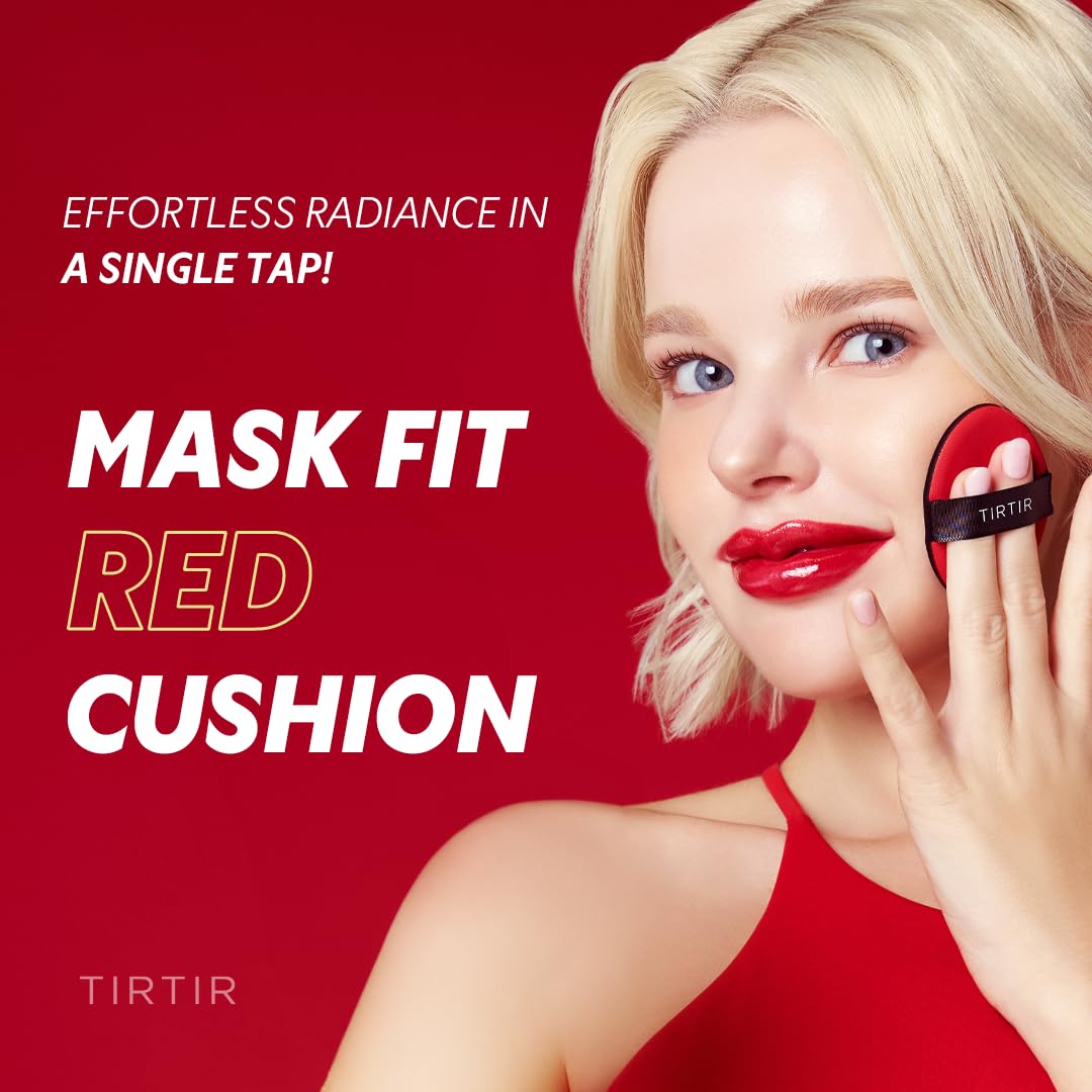 TIRTIR Mask Fit Red Cushion Foundation | Full coverage, Weightless, Skin fit, Satin Glow Finish, Korean Makeup BB Foundation, beauty, Tattoo cover up, Buildable (#35N Walnut, 0.63 Fl Oz)