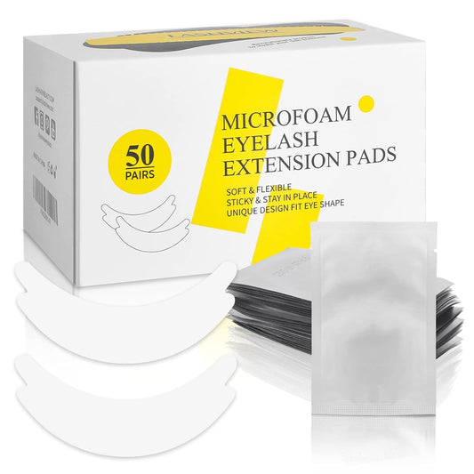 LASHVIEW 50 Pairs Eye Pads,Under Eye Pads for Eyelash Extension,Microfoam Eye Pads,Natural NO Hydrogel,Lash Extension Lint Free,Fit Most Eye Shape, Stick Well,Hypoallergenic,Waterproof