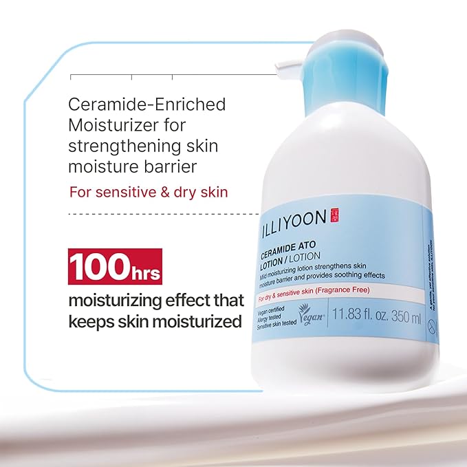 ILLIYOON Ceramide Ato Lotion 528ml(17.85oz) | Daily Moisturizing Lotion for All Skin Types | Deep Moisturizing and Soothing Effect | Korean Skin Care