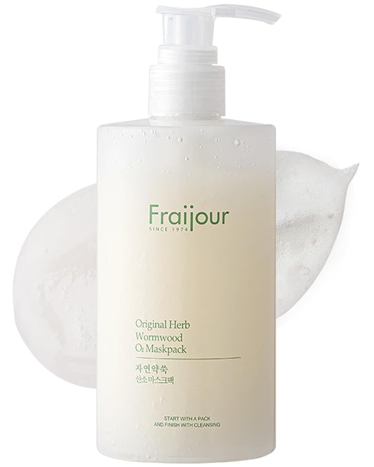 Herb Wormwood O₂ Mask Pack – Korean Oxygen Bubble Face Mask for Sensitive, Oily & Acne-Prone Skin, Exfoliating with AHA BHA, Tea Tree & Peppermint, Smooths & Refreshes, 10.1 fl.oz.