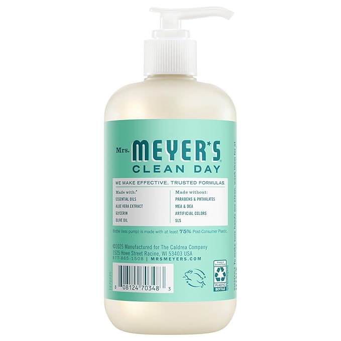 MRS. MEYER'S CLEAN DAY Hand Soap, Mint Scent, 12.5 Fl Oz Bottle