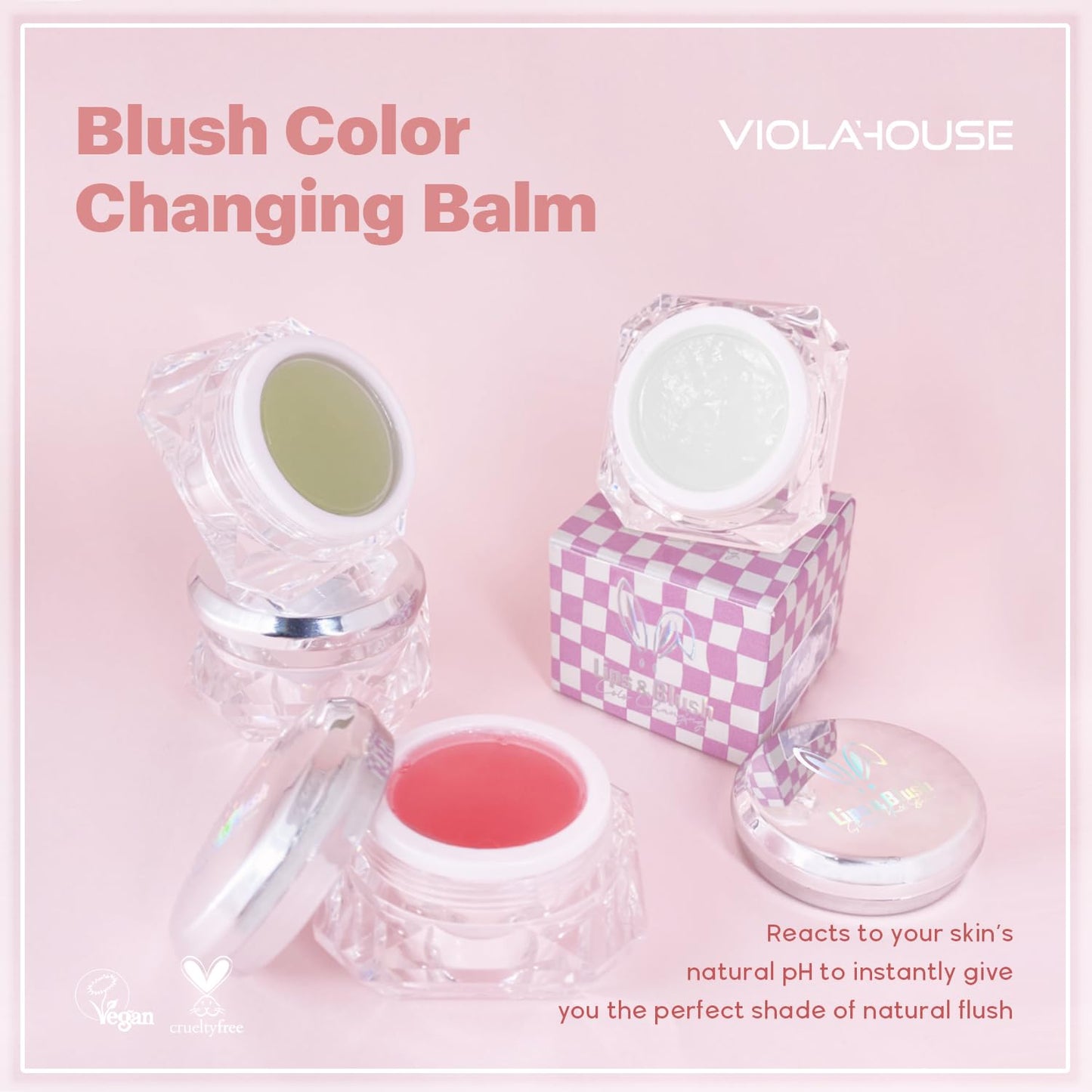 VIOLA HOUSE Color Changing Blusher for Cheeks, Moisturizing Blush Rouge Soft Cream, Lips Balm Multi Use Cream for Cheeks & Lips Glossy (Transparent, 55.00 g (Pack of 1))