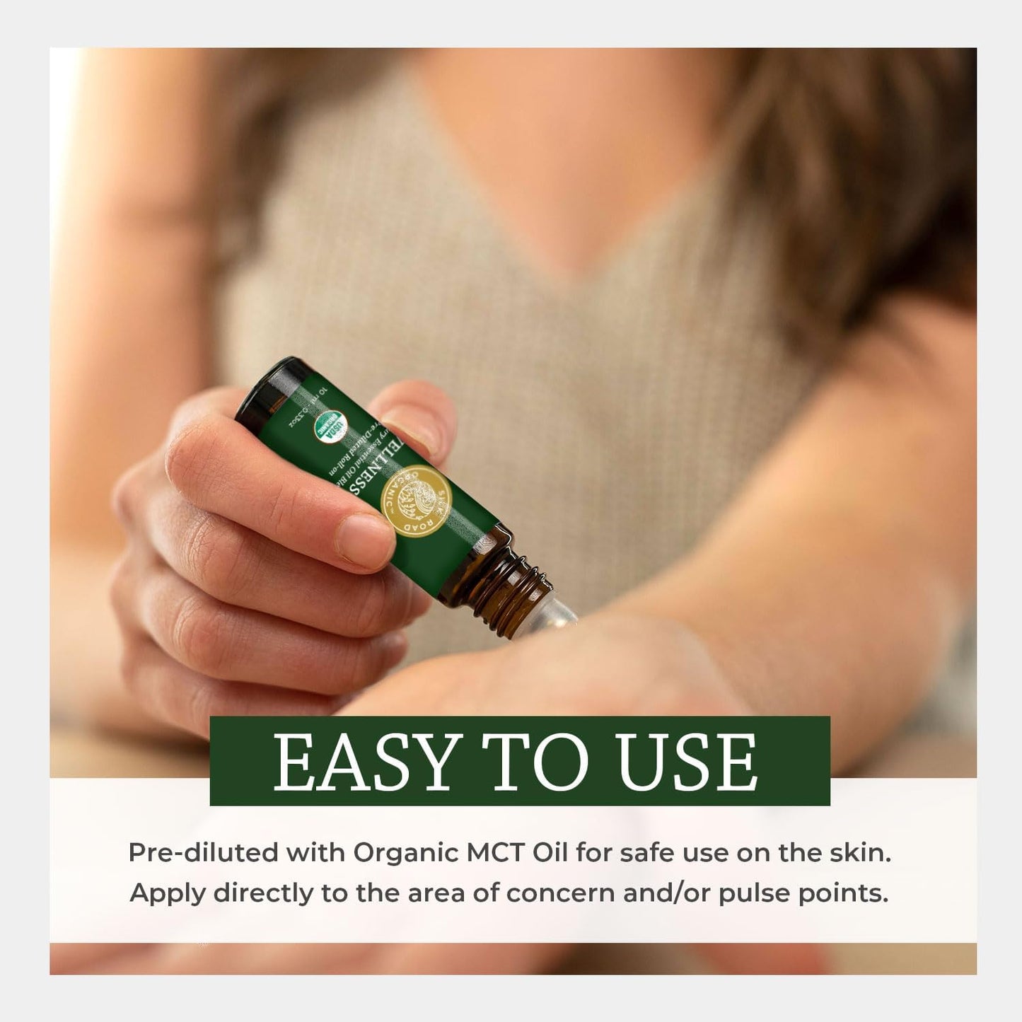 Silk Road Organic Wellness Essential Oil Vitality Blend Roll On - 100% Pure USDA Certified Frankincense, Cypress, Cedarwood, Clary Sage, Orange - Thrive Naturally, 10 ml Roller