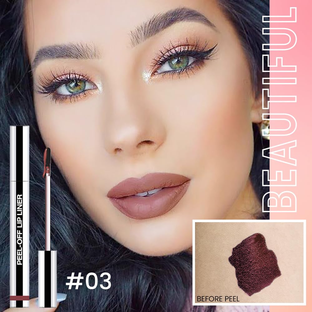 3 Pcs Matte Liquid Lip Stain Peel Off Lip Liner, Long Lasting Lip Tattoo, Waterproof & Transfer-Proof Lip Liner Peel Off Lip Gloss for All Skin Types. #02+#03#06