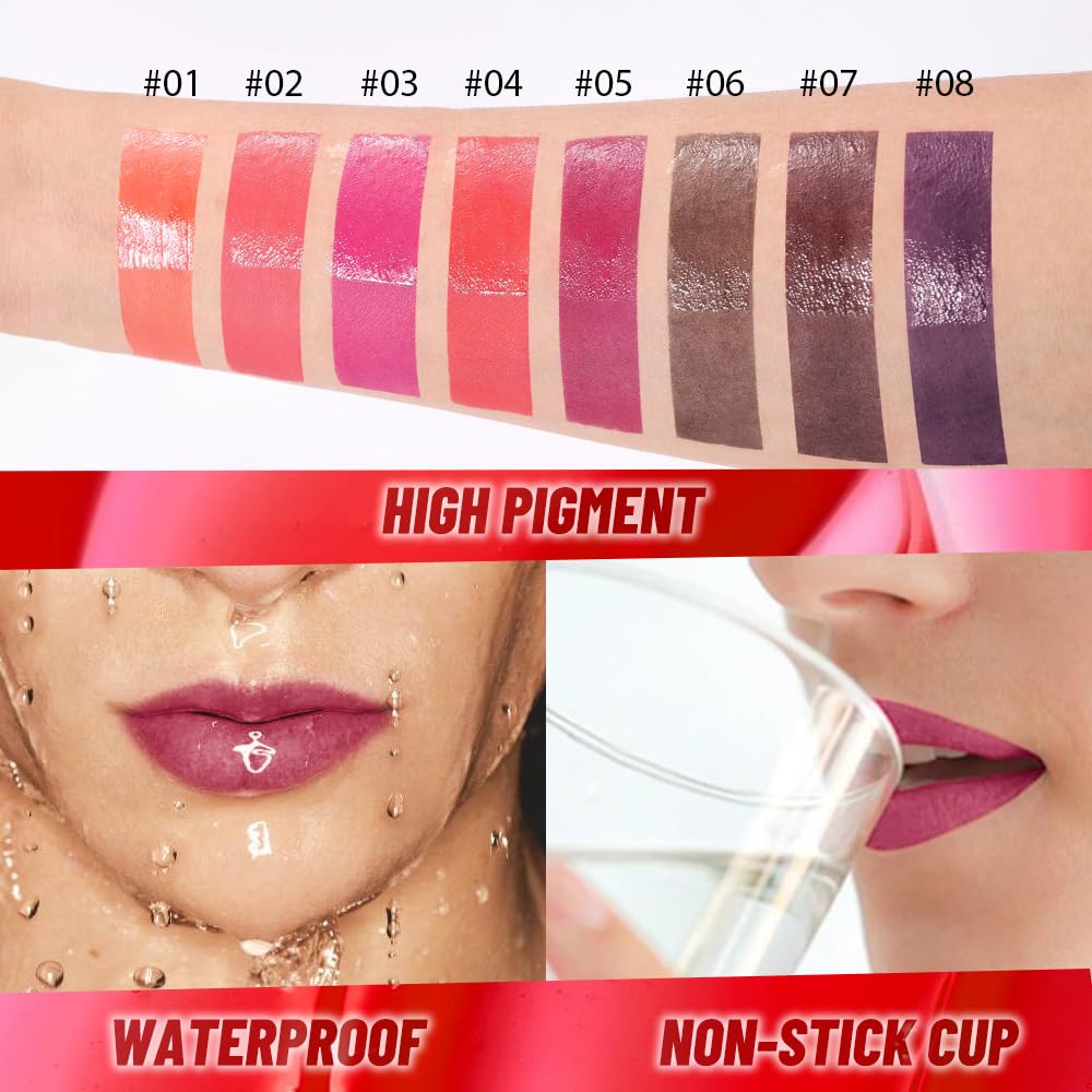 Dark Raspberry Lip Stain Peel Off Lip liner and Lip oil with Tweezer, Dual-Ended Peel Off Lip Stain Tattoo, Highly Pigmented Long Lasting Waterproof, Transfer-proof for All Skin Types, 05#