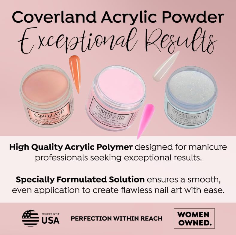 Tones Coverland Acrylic Nail Powder "Crushed Ice" - Limited Edition Acrylic Powder for Nail Design, Sculpting, and Masking Nail Bed Imperfections - Professional Acrylic Nail Supplies - (1.5 Oz)