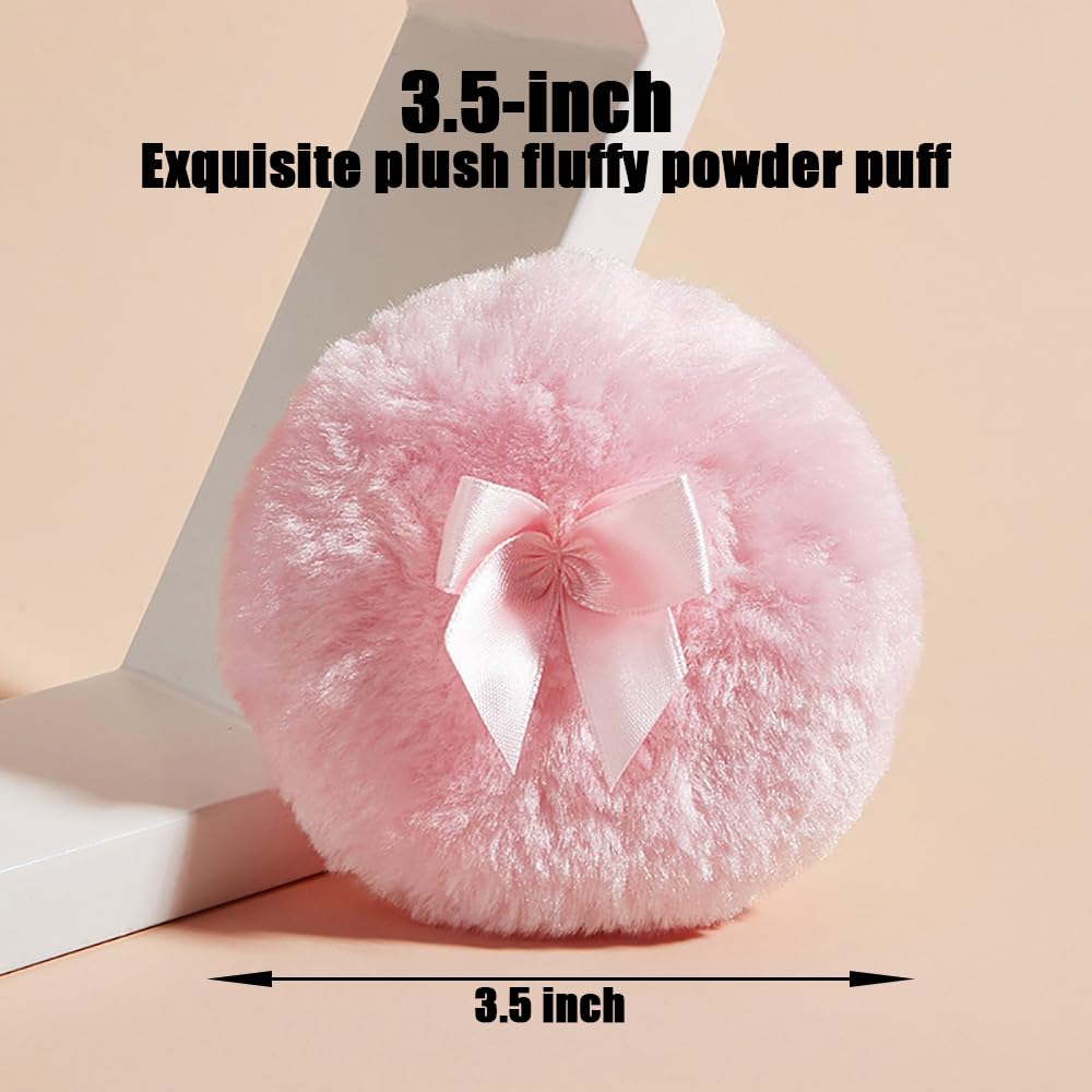 Luxury 4.2 Inch Glass Powder Container with 2 Plush Puffs｜Gothic Vanity Decor Non-Sealed Refillable Organizer for Body Powder&Makeup｜Setting Powder Applicator(Pointed Cylinder-Black-Large)