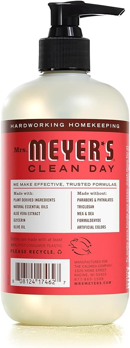 MRS. MEYER'S CLEAN DAY Hand Soap, Made with Essential Oils, Rhubarb, 12.5 Fl. Oz - Pack of 3