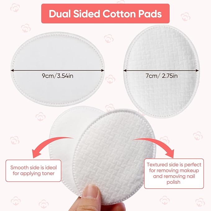 Large Oval Cotton Pads, 280 Count, 3-Layer Dual Textured Design, Lint-Free and Extra Soft, Ideal for Makeup Removal, Facial Cleansing, Toner Application, and Skincare for All Skin Types