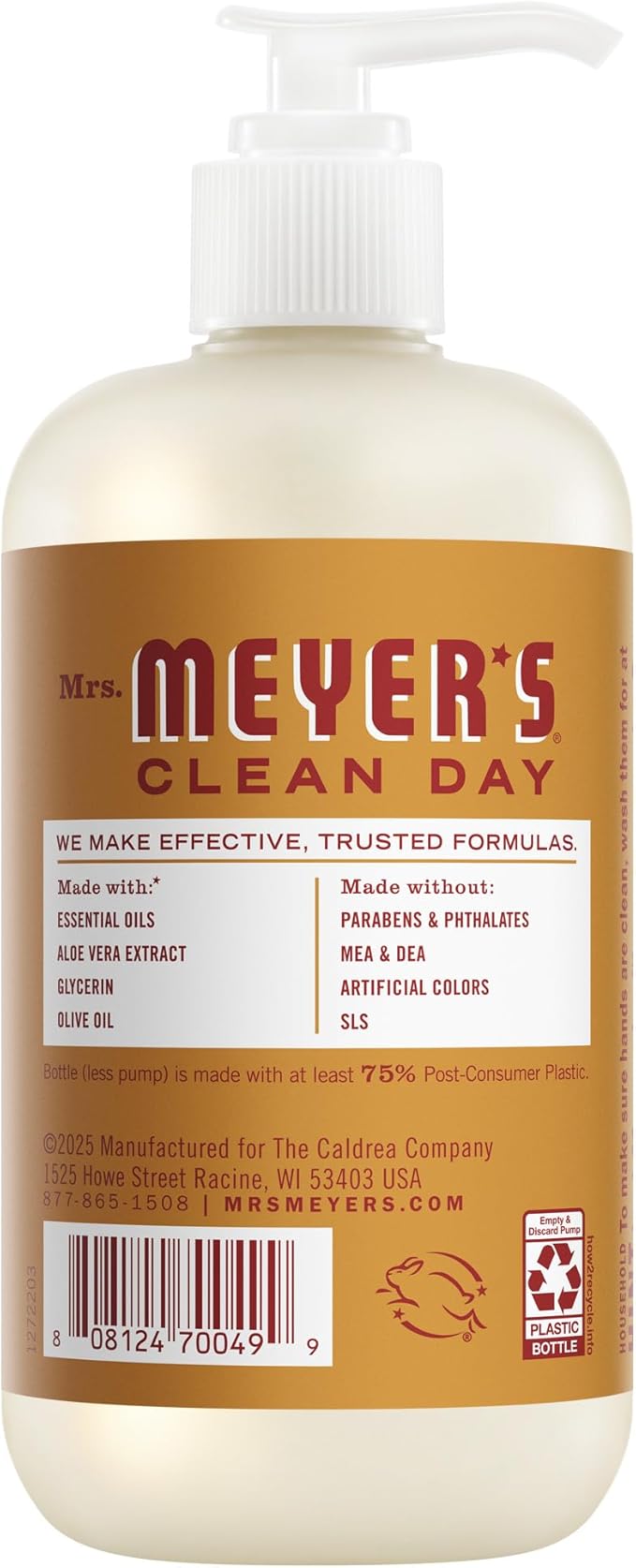 MRS. MEYER'S CLEAN DAY Hand Soap, Apple Cider Scent, 12.5 Fl Oz Bottle - 3 Pack