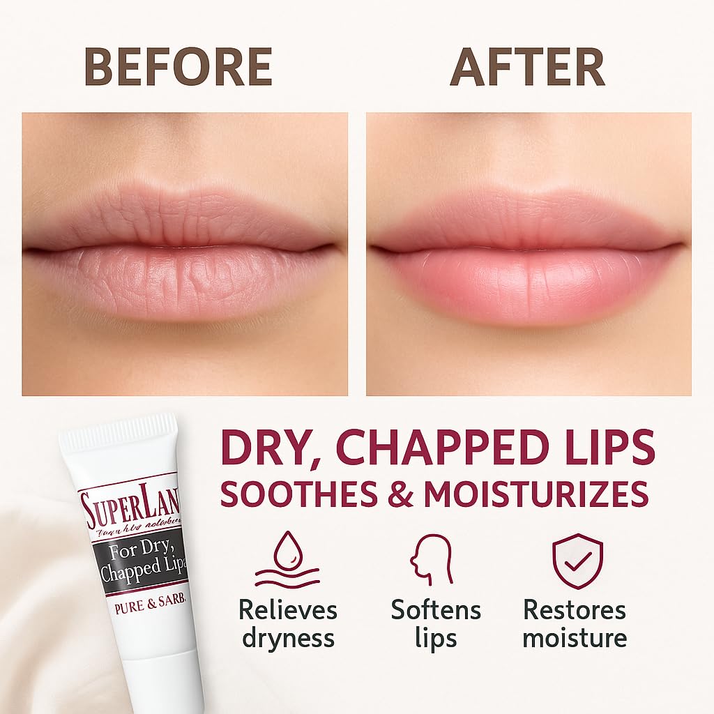 Lanolin Lip Balm 3 pack - Organic Lip Repair for Hot/Dry Weather - Natural nipple cream - Moisturizer for cracked lips - Hydrating lip care - Ultra pure jojoba oil - Chapstick Men & Women (1.05 oz)