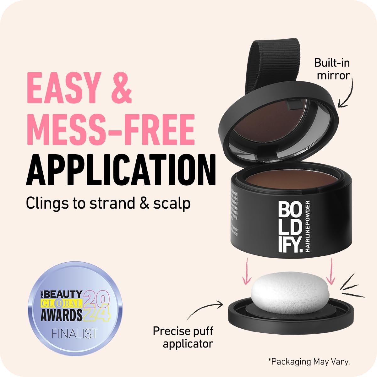 BOLDIFY Hairline Powder - Root Touch Up Hair Color for Gray Coverage - Bald Spot Concealing Hair Powder for Women & Men - 48-Hour Stain-Proof - Medium Brown