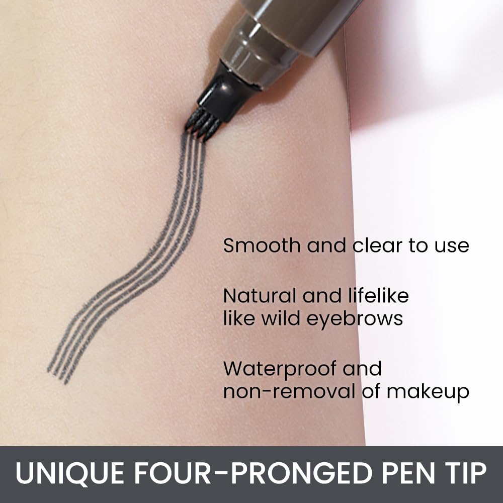 Kaely Eyebrow Pencils for Women, 4 Tip Magical Precise Waterproof Brow Pen, Microblading Eyebrow Contouring Pen, lapiz de cejas 3d Eye Brow Gel, 24h Smudge Proof,04 Grey