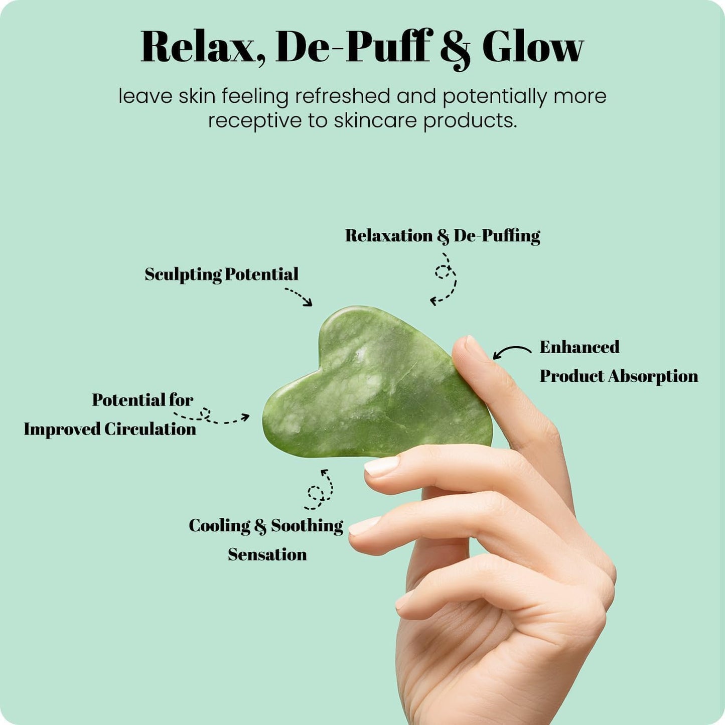 ROSELYNBOUTIQUE Gua Sha Facial Tools & Face Roller for Lift Wrinkless Natural Skincare Tool Jade Roller Guasha Tool for Face (Green)