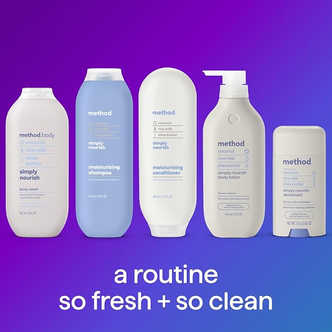 Method Body Wash, Simply Nourish, Paraben and Phthalate Free, 18 oz (Pack of 3)