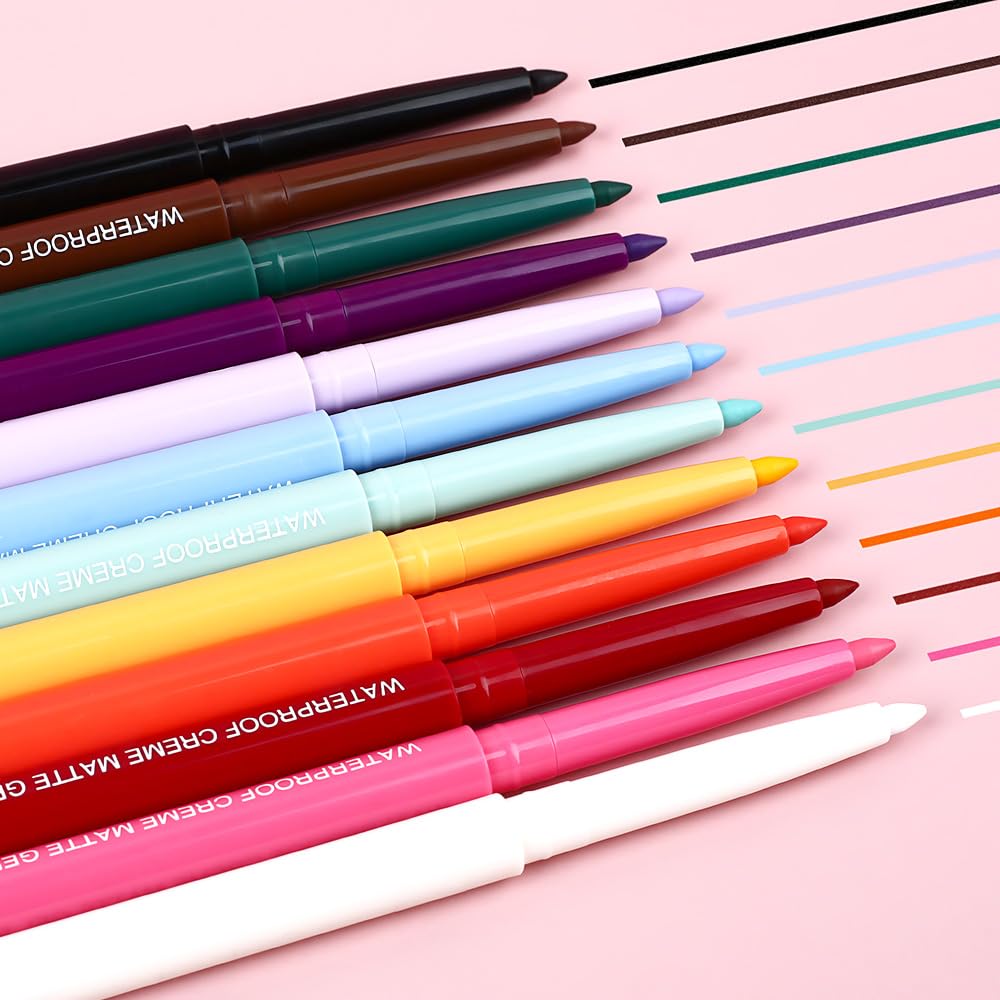evpct Brown Eyeliner Pencils for Eyes, Brown Colored Eye Liner Pencil Pen Makeup Waterproof Smudge Proof, Colored Gel Waterline Eyeliner Liquid, Face Eye Paint Stick Lipstick Halloween Makeup 11