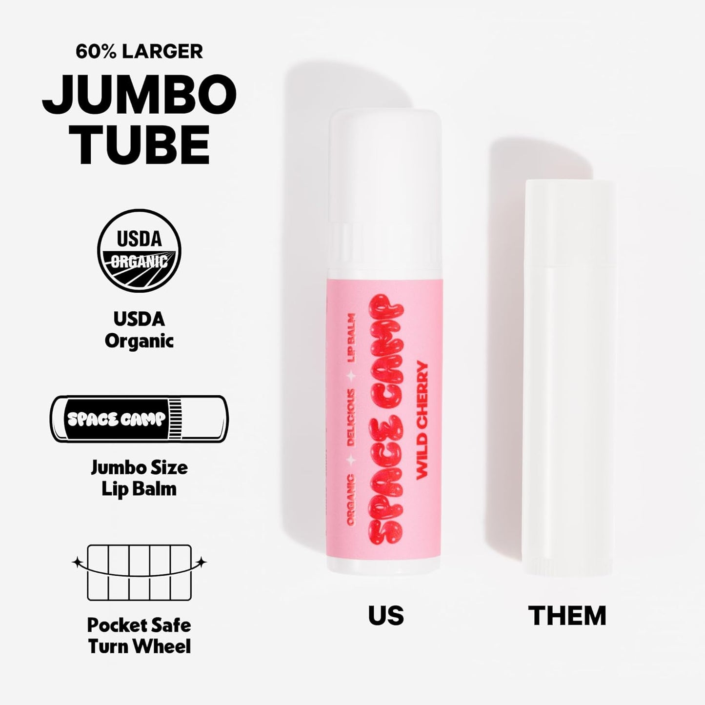Space Camp Wellness Jumbo Lip Balm - Salted Caramel Organic Flavored Balm (2 Pack)