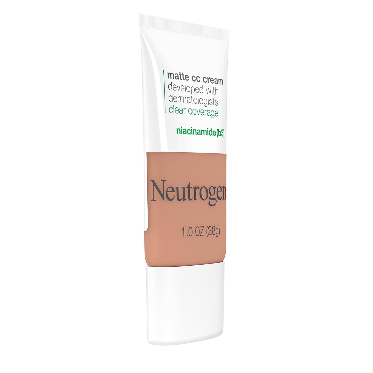 Neutrogena Clear Coverage Flawless Matte CC Cream, Full-Coverage Color Correcting Cream Face Makeup with Niacinamide (b3), Hypoallergenic, Oil Free & Fragrance Free, Toast, 1 oz