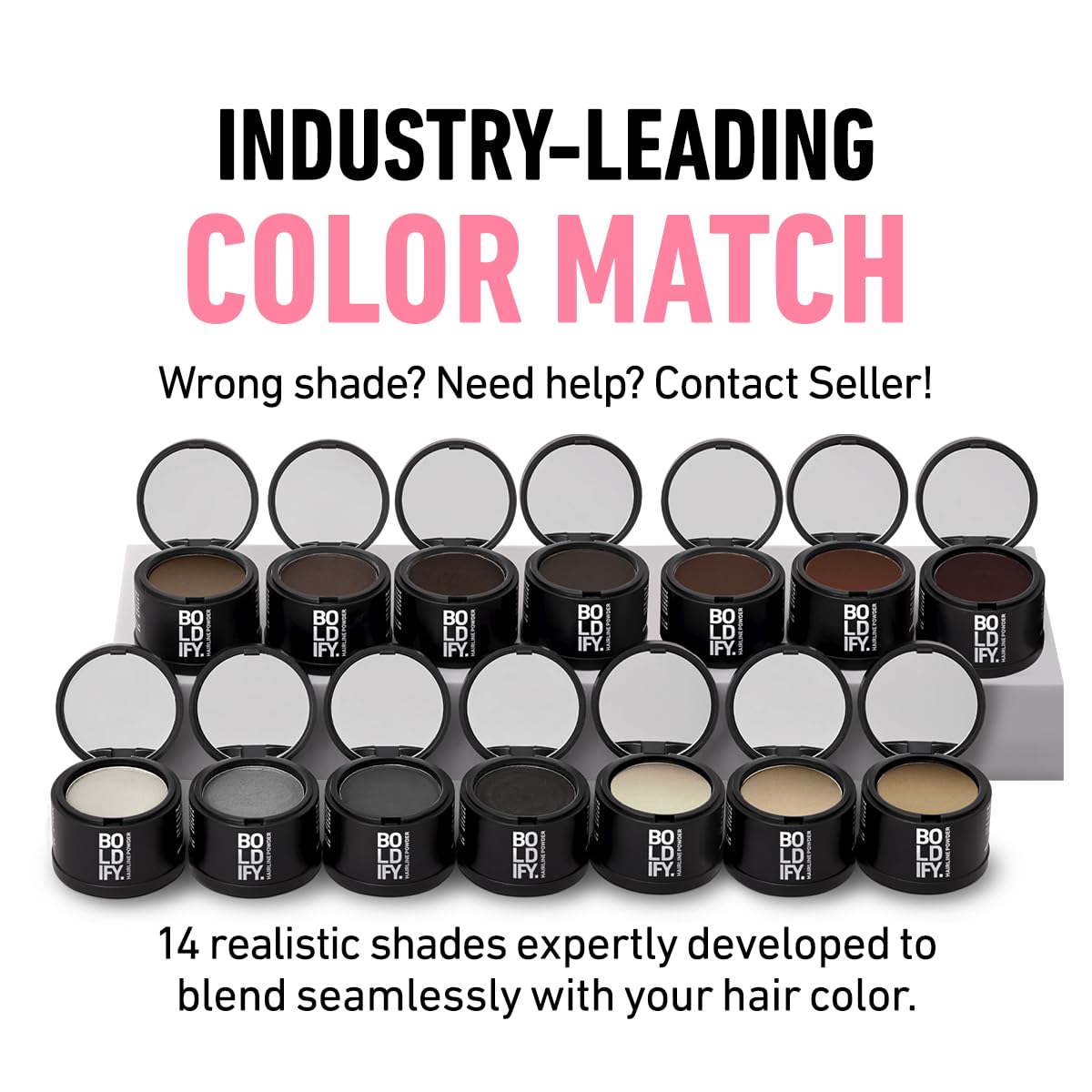 BOLDIFY Hairline Powder (LARGE, 10g) - Root Touch Up Hair Color for Gray Coverage - Bald Spot Concealing Hair Powder for Women & Men - 48-Hour Stain-Proof - Dark Brown