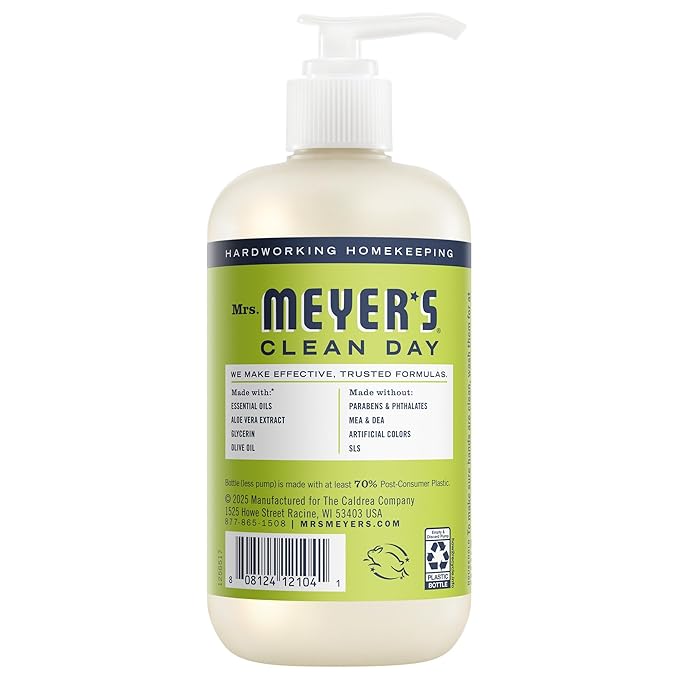 MRS. MEYER'S CLEAN DAY Hand Soap, Made with Essential Oils, Lemon Verbena, 12.5 fl. oz
