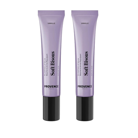 Provence Beauty Soft Bisous Plumping Lip Balm 2 Pack – Overnight Lip Balm for Dry Lips – Hydrating & Plumping Lip Treatment – Lip Sleeping Balm Duo for Women – Deep Moisture & Lip Care Set