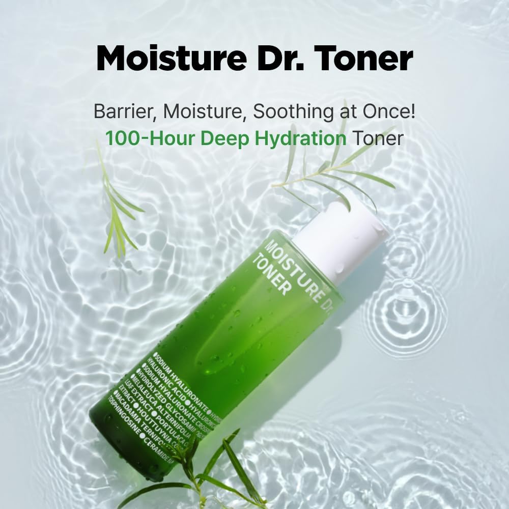 ISOI Moisture Dr. Soothing Toner, Lightweight Hydrating Toner with Tea Tree Ceramide & Hyaluronic Acid for Skin Barrier Support, Korean Skin Care (4.39 fl.oz/130ml)
