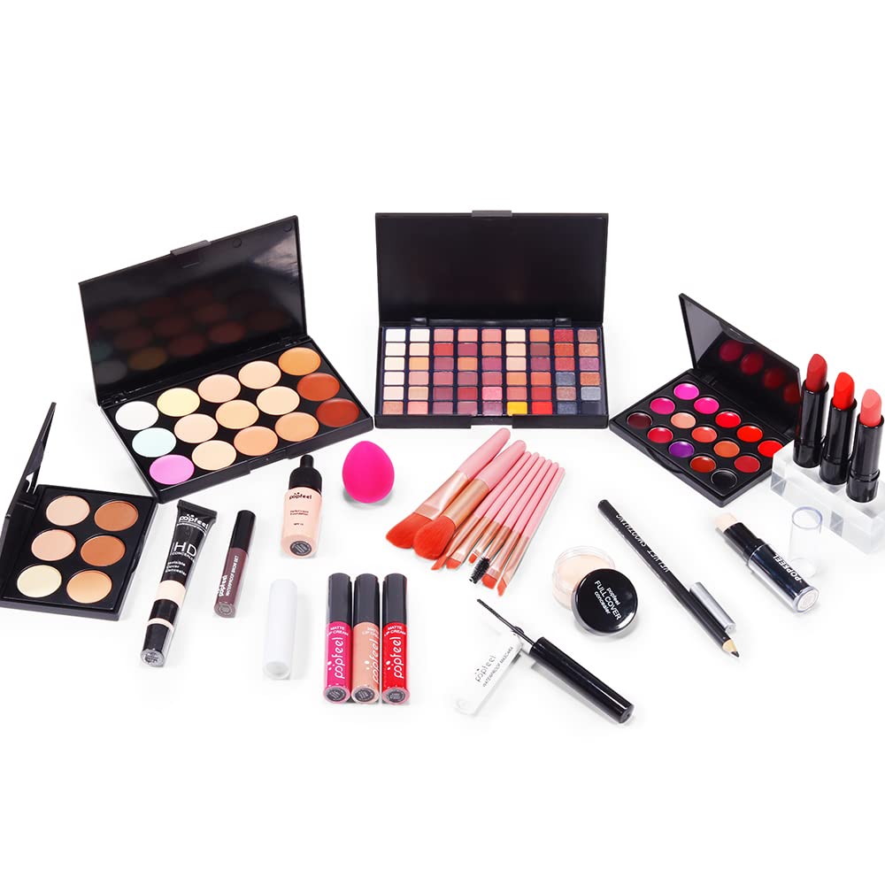 28 Pieces Makeup Kit for Women Full Kit, Eyeshadow Palette,Lip Gloss Set,Lipstick,Blush,Foundation,Concealer,Mascara,Eyebrow Pencil,Include Makeup Brush Set,Professional Makeup Kit for Teens