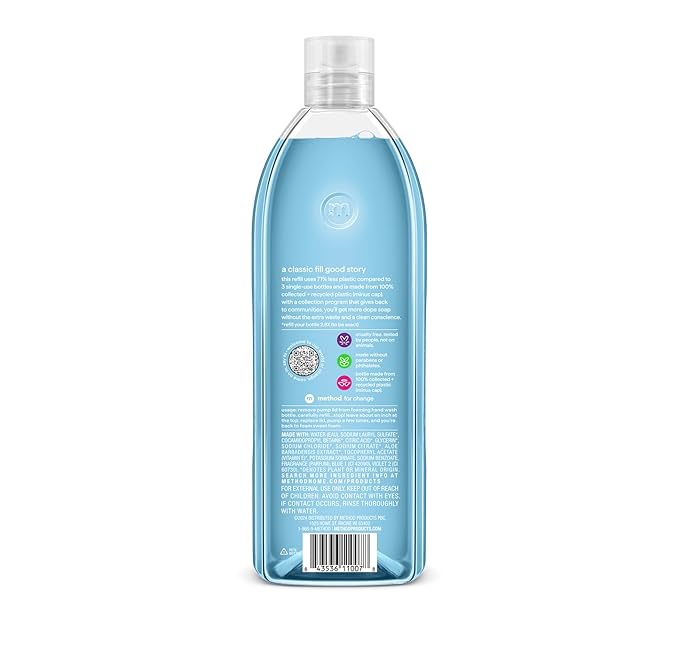 Method Foaming Hand Soap Refill, Sea Minerals, Recyclable Bottle, 28 fl oz (Pack of 4) (Packaging May Vary)
