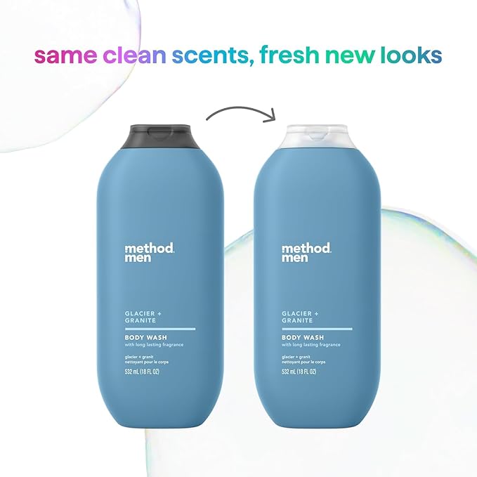 Method Men Body Wash, Glacier and Granite, Paraben and Phthalate Free, Quick-Lathering Cleansers, Cruelty Free, 18 oz (Pack of 3)