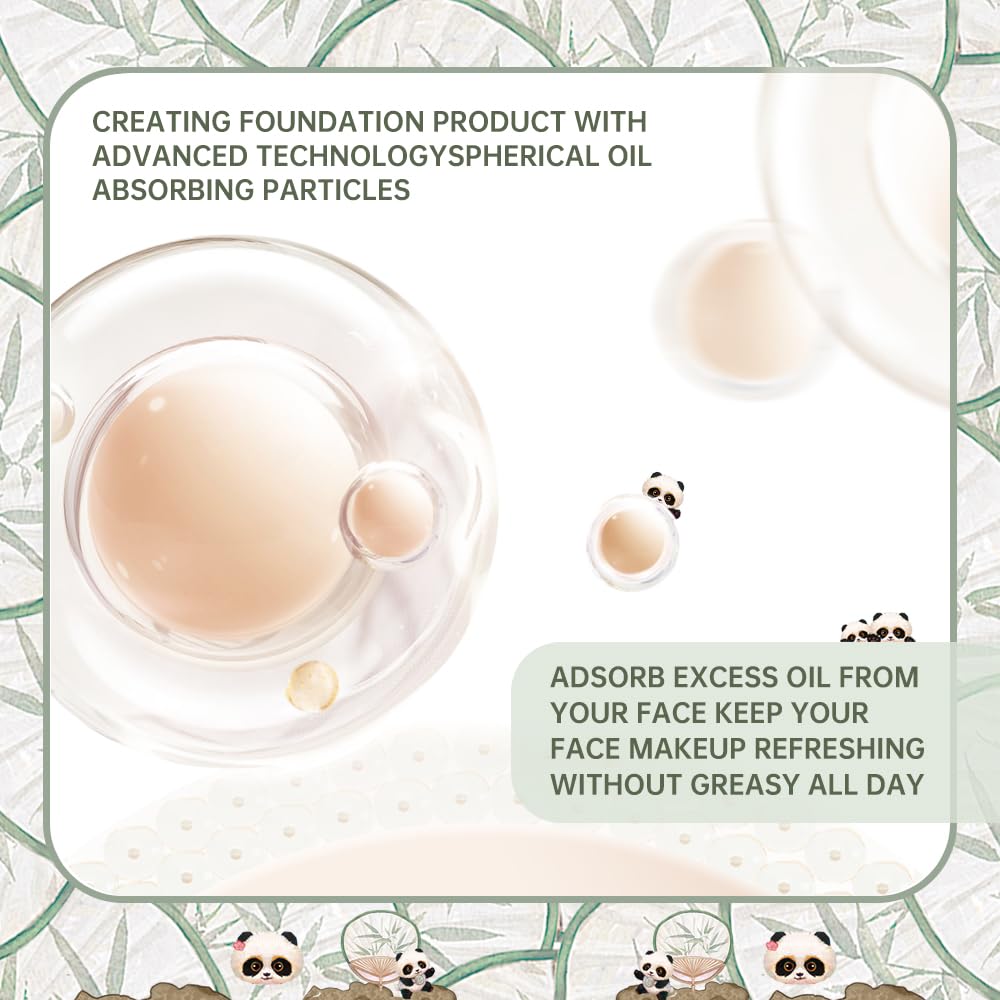 CATKIN Panda Land Full Coverage Cushion Fondation, Breathable Hydrating Nourishing Poreless Face Makeup Save for Sensitive Skin,Sheer Finish (C03 Medium Beige)
