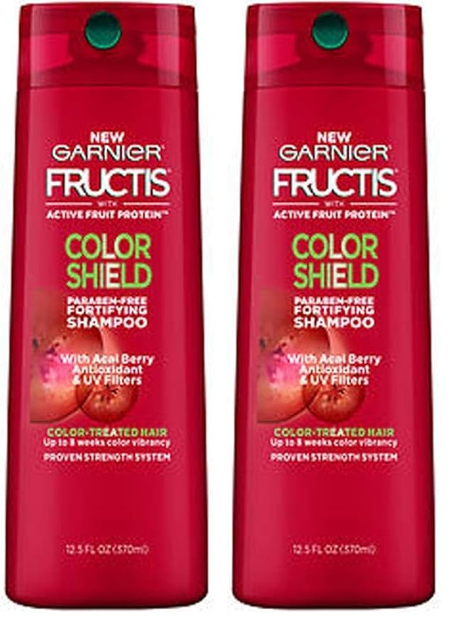 Garnier Fructis Color Shield Shampoo, Fortifying Shampoo for Color Treated Hair, Works on All Types of Hair and Color, Vegan and Paraben Free, 12.5 fl. oz. (Pack of 2)