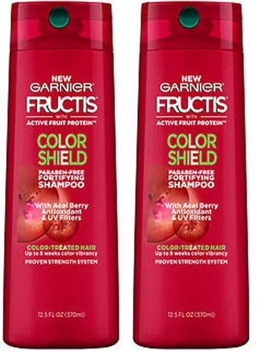 Garnier Fructis Color Shield Shampoo, Fortifying Shampoo for Color Treated Hair, Works on All Types of Hair and Color, Vegan and Paraben Free, 12.5 fl. oz. (Pack of 2)