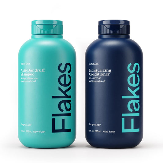 Flakes Anti Dandruff Shampoo and Conditioner Set | Dry, Flaky, & Itchy Scalp Shampoo | Sulfate & Paraben Free for Healthy Hair | Hydrating Shampoo & Moisturizing Conditioner for Scalp Care | 9 fl oz
