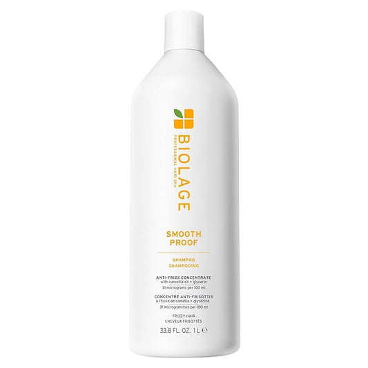 Biolage Smooth Proof Shampoo - Gently Cleanses and Adds Shine, Nourishes, Moisturizes & Tames Frizz, For All Frizzy Hair Types, With Camellia Oil & Glycerin, Vegan & Paraben-Free, 33.8 Fl Oz