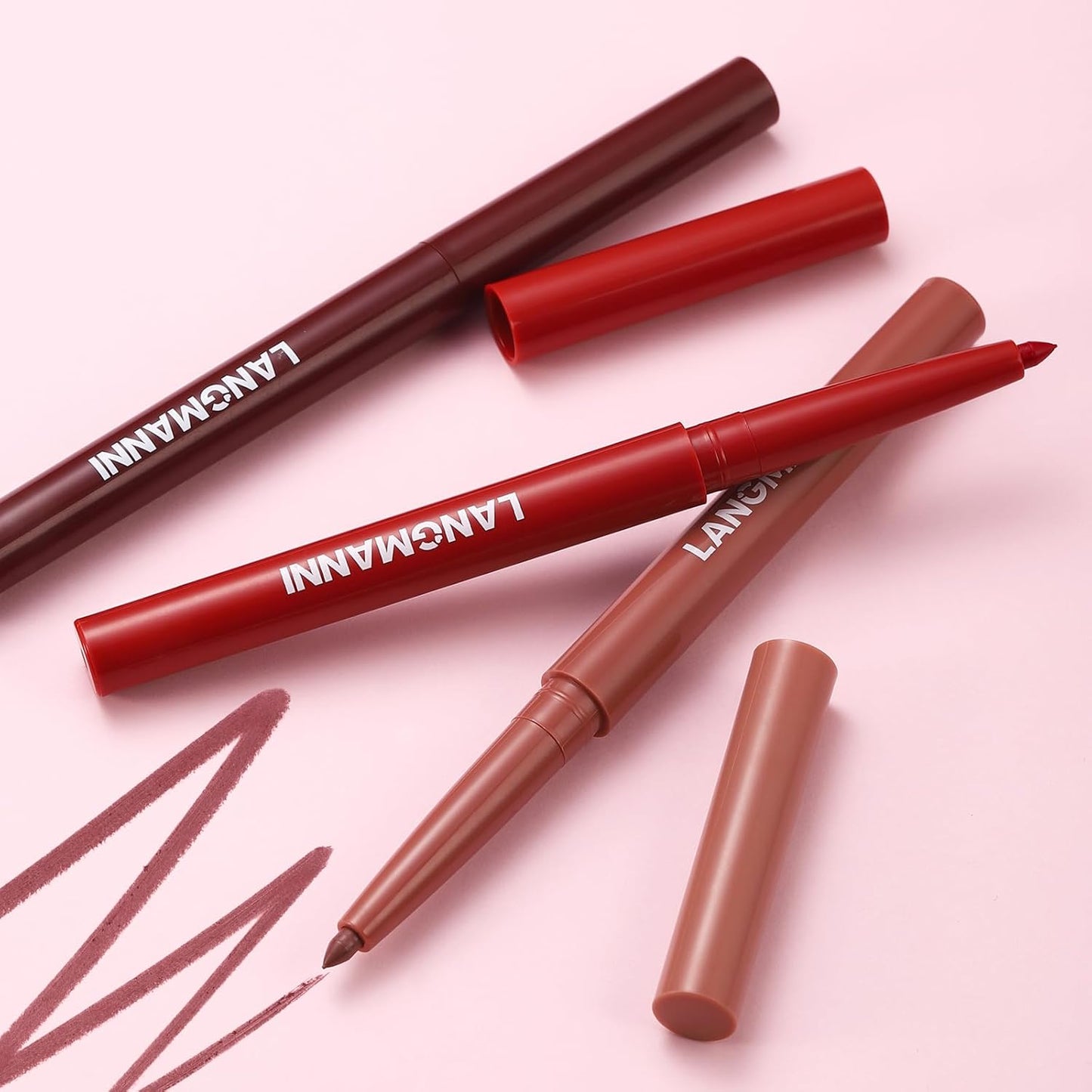 Jolilab 8Pcs Lip Set: 4 Colors Lip Liner+4 Colors Lipstick, Matte/Creamy,Smooth Creamy Texture,Long-Lasting,Bold/Nude Shades for Daily/Party, Vegan, Gift for Makeup Lovers.(#02+04+07+08)