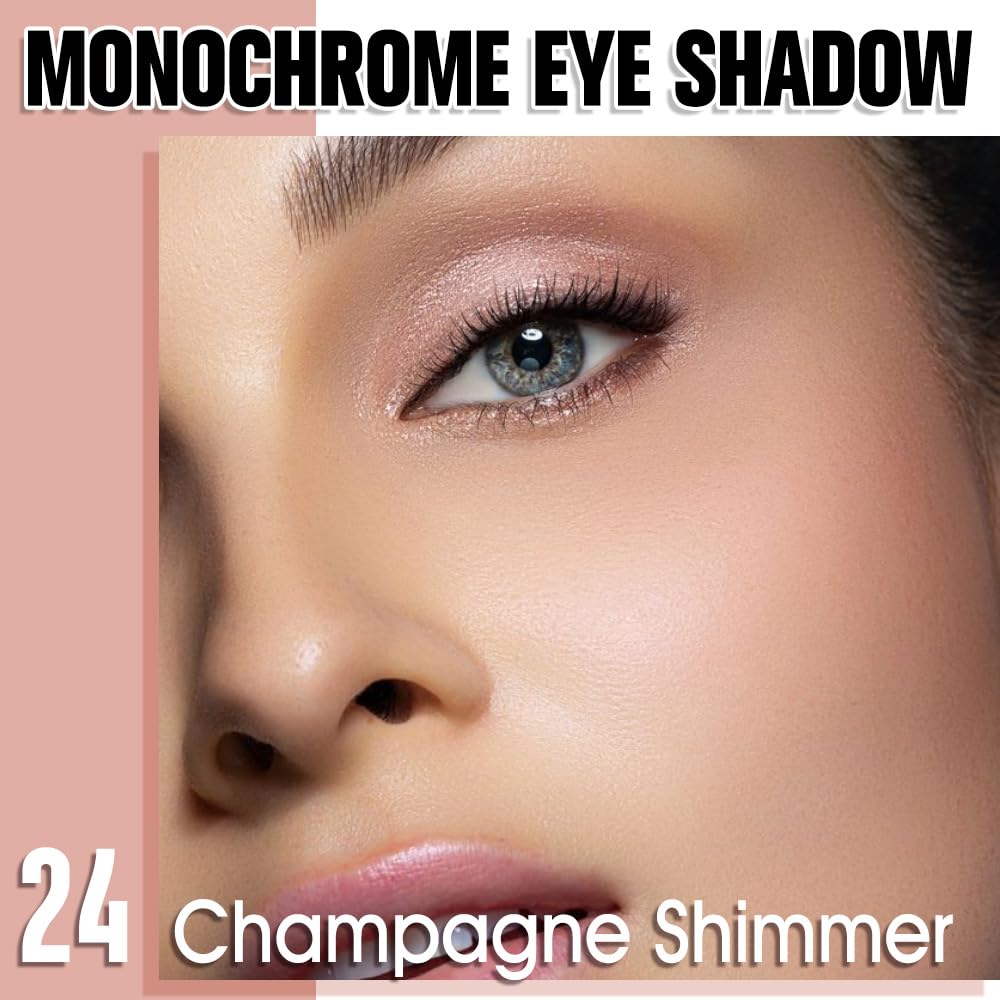 Champagne Shimmer Single Eyeshadow Makeup, Neutral Powde Eye Shadow for Women, Rose Gold Beige Glitter Singles Eyeshadow Palette Pigmented Waterproof, sombras para ojos,Girls Eyeshadows Gift