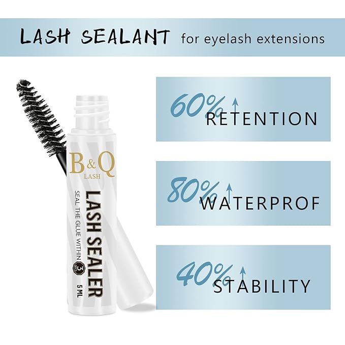 B&Q Lash Clusters Overnighter 10ML Lash Sealer for Cluster Lashes Clear Lash Extension Sealant Healthy Lash Sealant Longer Life Coating Lash Seal (Clear,10ml)