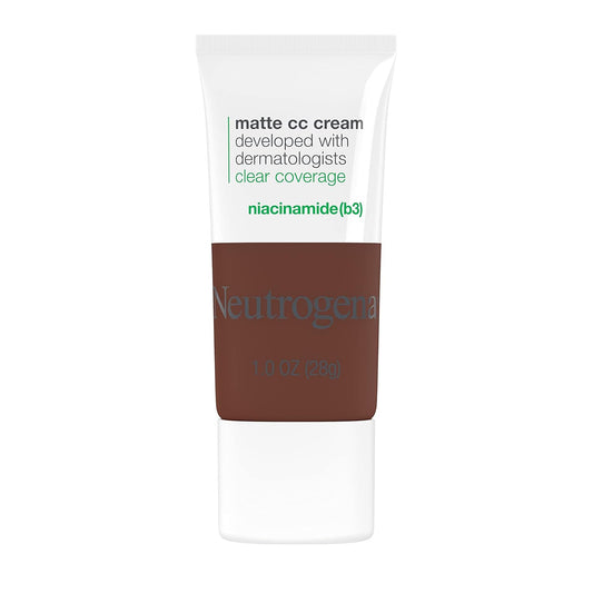 Neutrogena Clear Coverage Flawless Matte CC Cream, Full-Coverage Color Correcting Cream Face Makeup with Niacinamide (b3), Hypoallergenic, Oil Free & Fragrance Free, Sienna, 1 oz