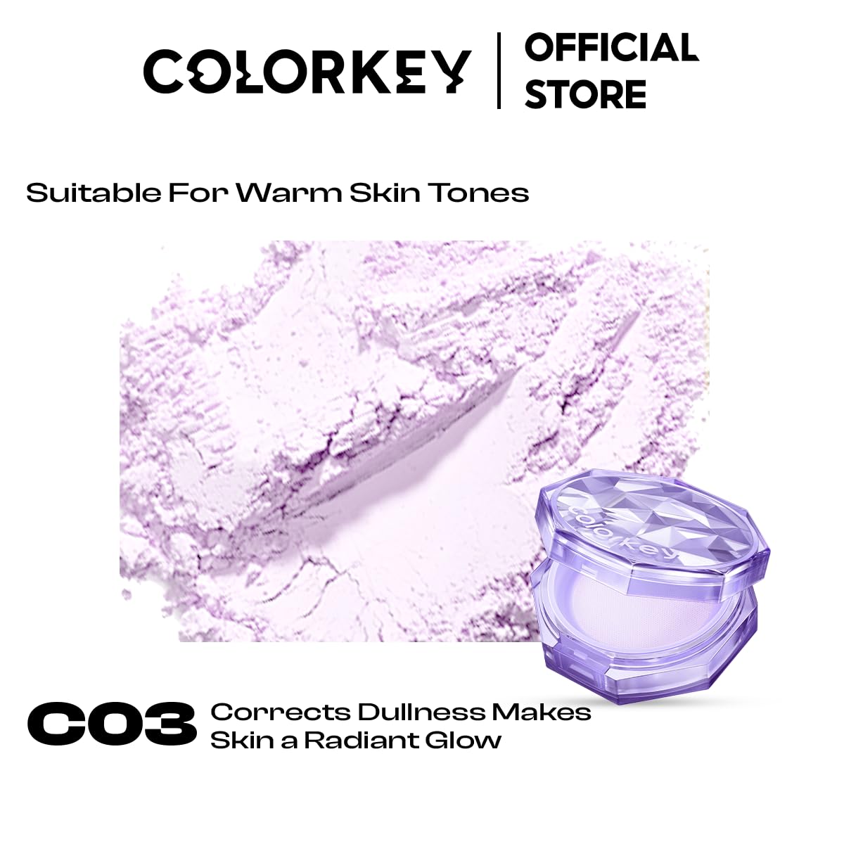 Colorkey Original Setting Loose Powder， Matte Finish, Long-lasting, Oil-control, Waterproof, Sweat-proof, Non-cakey, Natural Look, Sets Makeup, Evens Skin Tone (C03, Normal)
