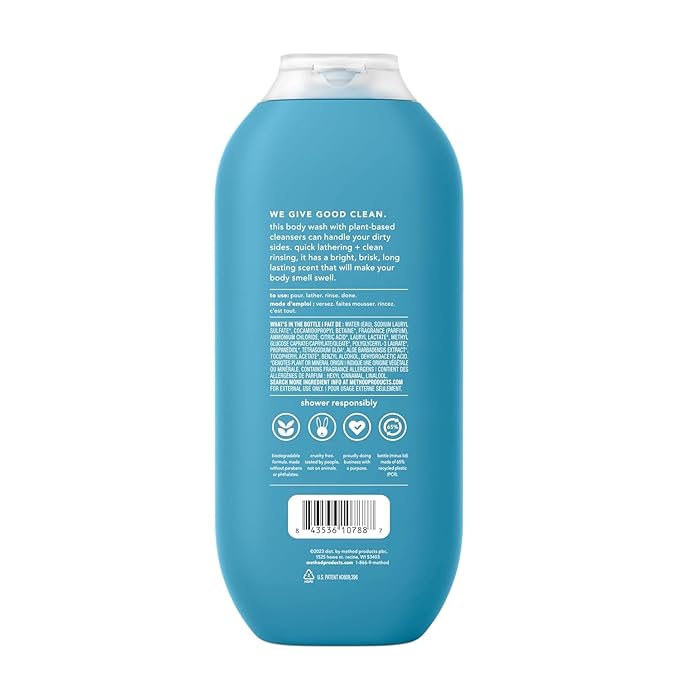 Method Men Body Wash, Glacier and Granite, Paraben and Phthalate Free, Quick-Lathering Cleansers, Cruelty Free, 18 oz (Pack of 3)
