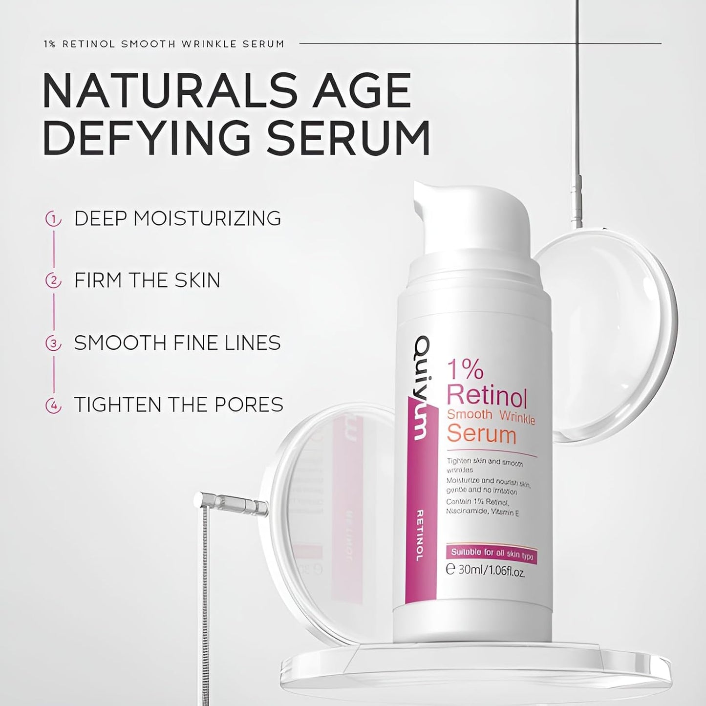 1% Retinol Serum for Face, Facial Serums for Anti Aging with Retinol, Niacinamide & Vitamin E for Fine Lines, Wrinkles & Dark Spots, Daily Skincare to Smooth & Firm Skin, 1.06 fl. oz, Pack of 2
