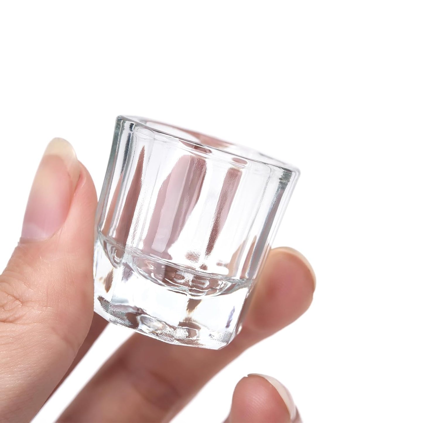 2Pcs Nail Art Dappen Dish Cups for Acrylic Liquid and Powder Clear Glass Nail Bowl Acrylic Powder Holder Nail Liquid Cup Acrylic Glass Jar Crystal Bowl for Nails
