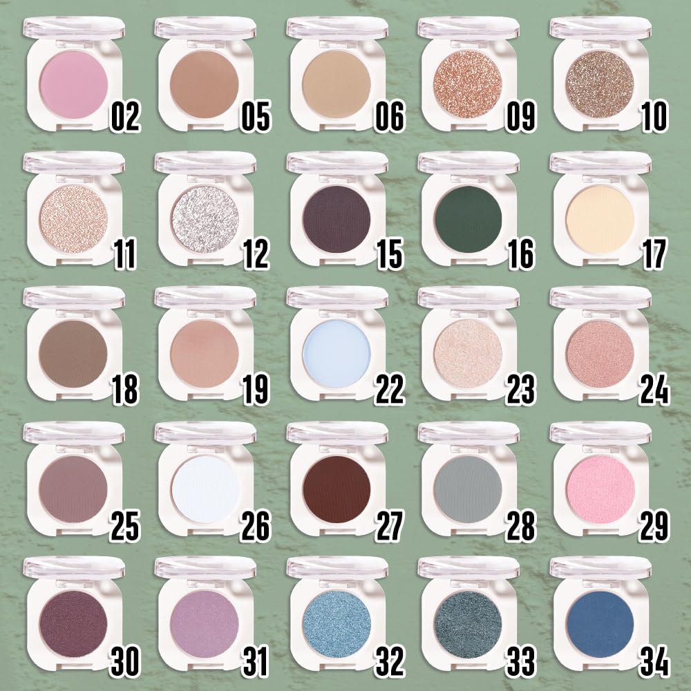 Forest Green Matte Eyeshadow Palette for Women, Single Monochrome Eye Shadow Makeup, Shiny Pressed Powder, Blendable Natural sombras para ojos, Holographic,Vegan,Travel -16