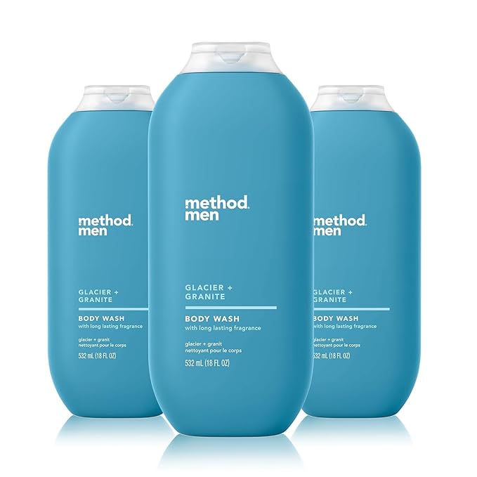 Method Men Body Wash, Glacier and Granite, Paraben and Phthalate Free, Quick-Lathering Cleansers, Cruelty Free, 18 oz (Pack of 3)