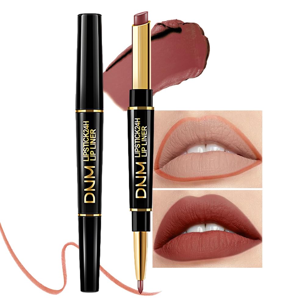 evpct 1Pcs Matte Lip Liner and Lipstick Combo Set Kit for Women, Magic Neutral Lipsticks 24 Hours Original Lipstick and Lips Liner Pencil Stain Gloss Makeup Long Lasting Waterproof, 33# MORE TAUPE
