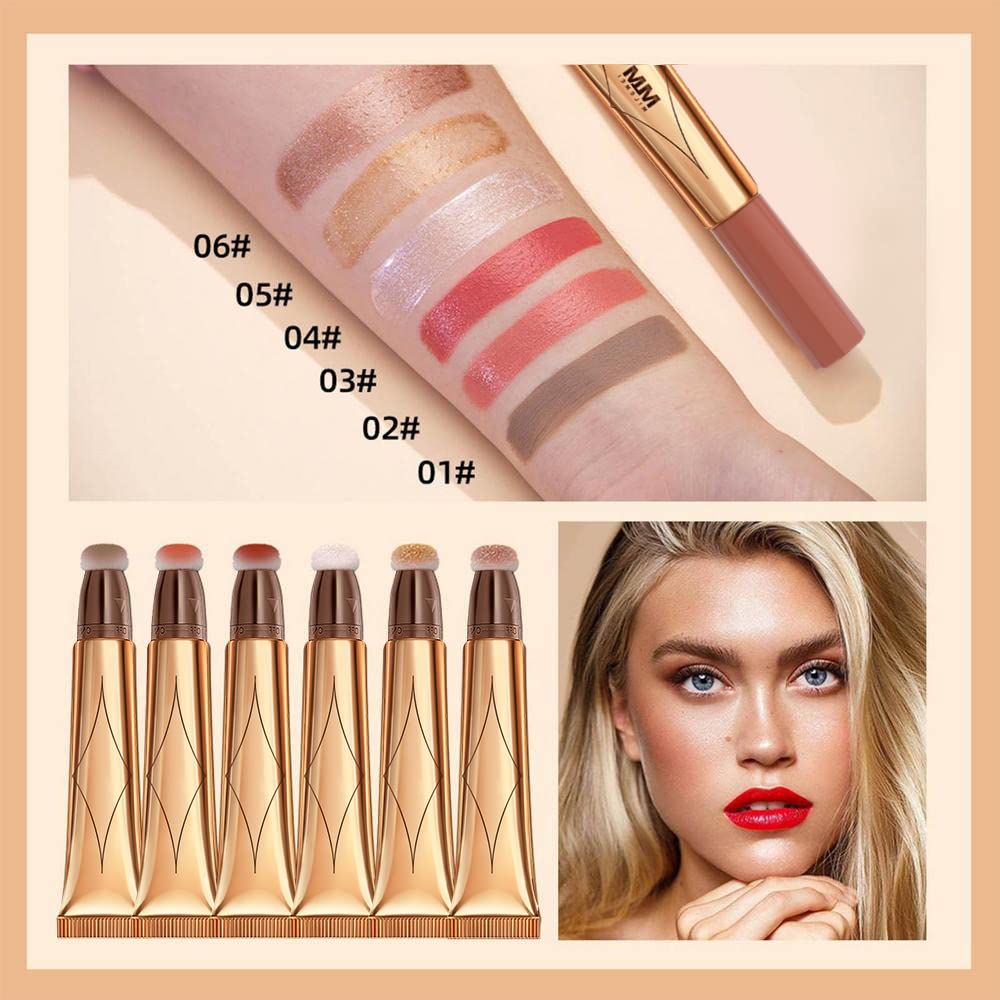 Liquid Blush Beauty Wand, Cream Blush Stick,Face Concealer Contouring Shaping,Long Lasting & Smooth Natural Matte Finish,with Cushion Applicator Attached Easy to Blend.(02# Peach Pink)