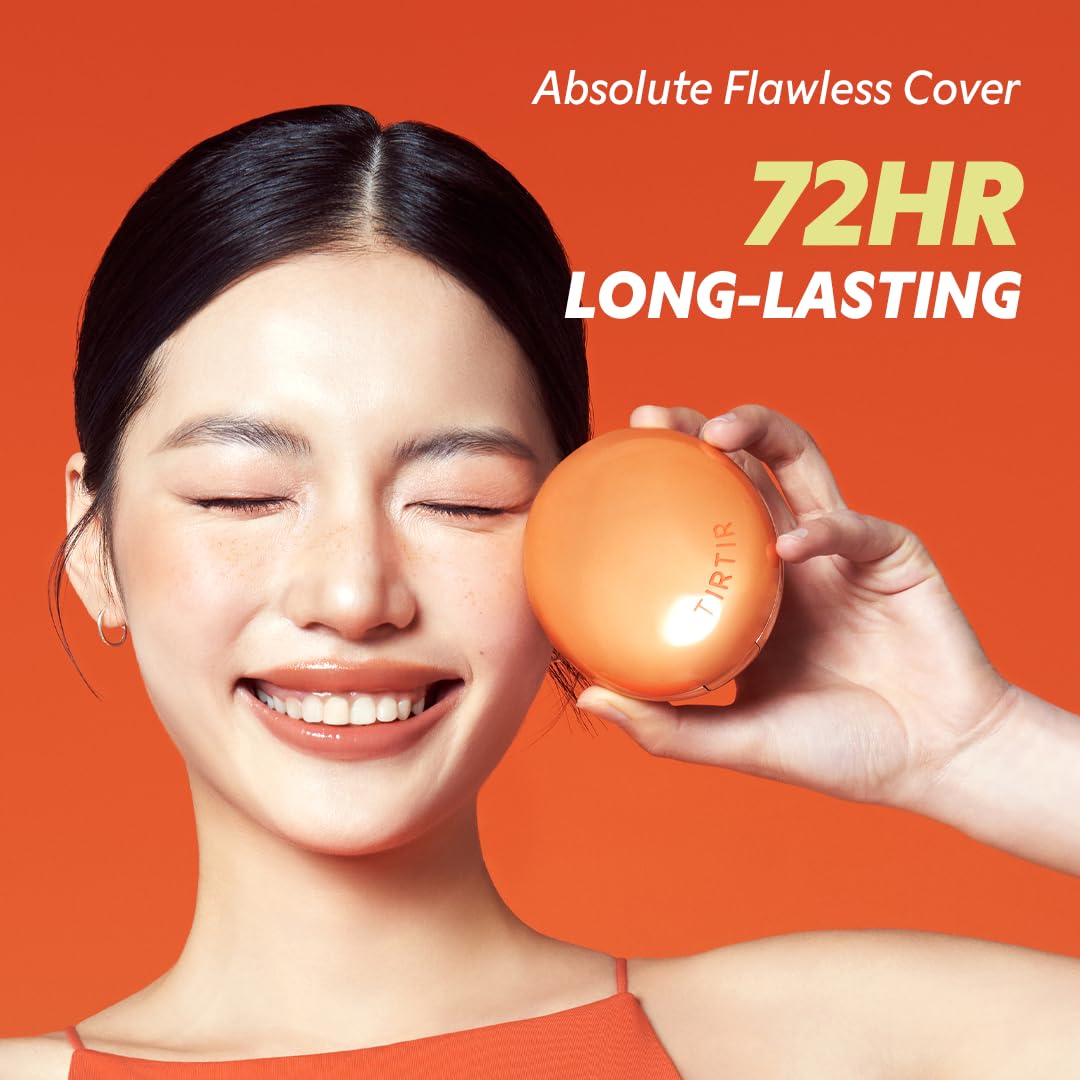 [*Mini Size*] TIRTIR Mask Fit Ai Filter Cushion Foundation | AI-Like Semi-Matte Finish - Up to 72-Hour Medium to Full Coverage Korean BB Cushion Make up Beauty, #24W Soft Beige, 0.15 Fl Oz