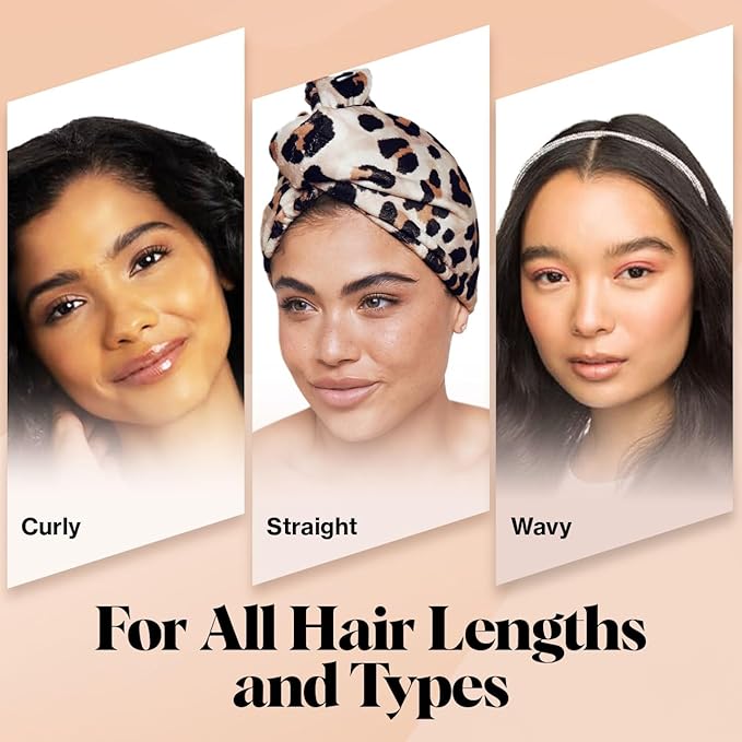 Kitsch Microfiber Hair Towel Wrap for Women – Ultra Absorbent Microfiber Bath Towels for Wet, Curly, Long or Short Hair – Anti-Frizz Hair Wrap, Great Hair Care Gifts for Women – Leopard
