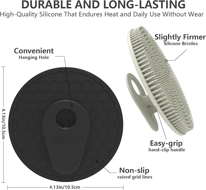 Silicone Body Scrubber 4 Pack, BEAUTAIL Shower Bath Scrubber, Gentle Exfoliating Brush for Women Men Sensitive Skin, More Hygienic Than Traditional Loofah, Long Lasting (Black+Gray+Green+Blue)