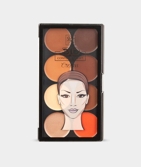 Ruby Kisses Flawless Finish with 3D Contour Cream Makeup Palette – Lightweight, Multi-Palette, Contouring Foundation, Creamy, Sculpt &Highlighting, Define Cheekbones (Light Medium)
